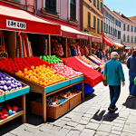 **Image Prompt:** A vibrant marketplace scene filled with colorful goods. A shopper is drawn to a bright red item (could be fabric, a toy, etc.) despite not needing it, showcasing the allure of color in purchasing decisions. The overall feeling should be bustling and visually stimulating.