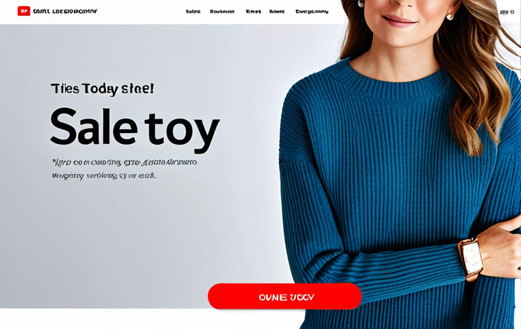 Urgency & Color Psychology**
"A brightly lit online shopping website interface, featuring a red banner with the words "SALE ENDS TODAY!" displayed prominently. A woman in a modest, professional-looking sweater is looking at a wristwatch on the screen. The product image is clear and appealing. Background elements include a digital timer counting down. Focus on conveying a sense of urgency. Fully clothed, appropriate content, safe for work, perfect anatomy, natural proportions, professional, high quality digital illustration."
**