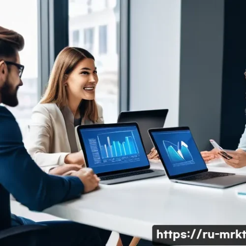 Home 29 마케팅에서의 프레이밍 효과 - A modern digital marketing office scene featuring a diverse team of professionals brainstorming arou...